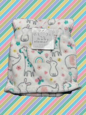 NWT Rainbow Floral Animal Print Hearts Butterfly Plush Baby Blanket Toddler Pink
